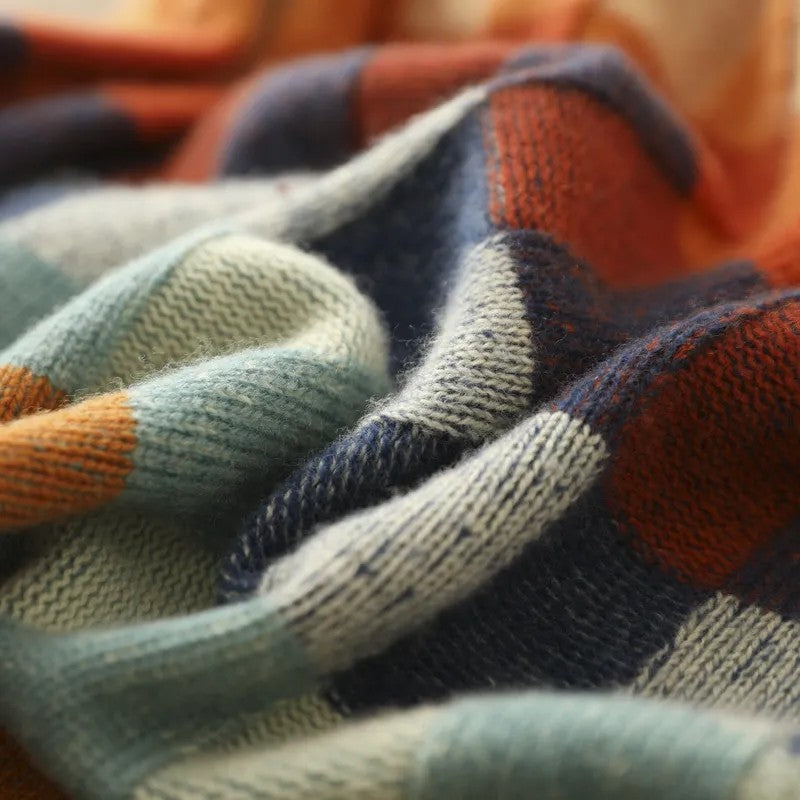 Checkerboard knit jumper