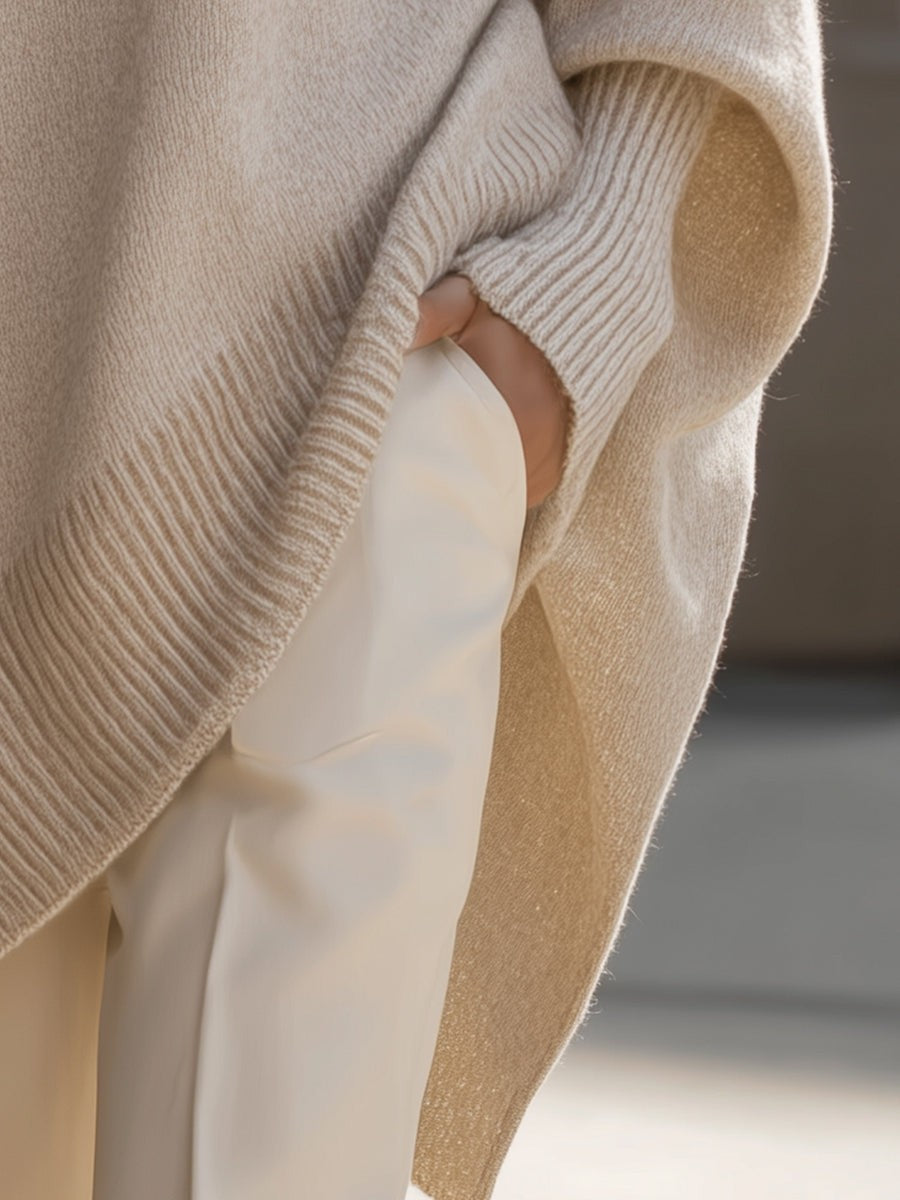 Merino wool asymmetric jumper