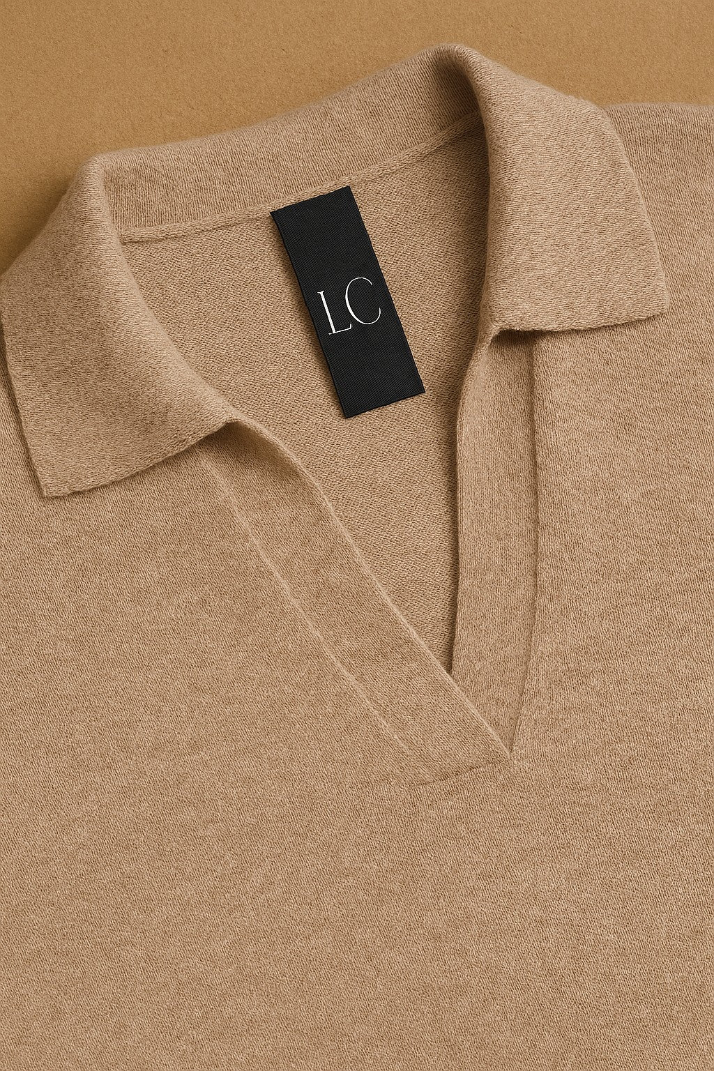 Merino wool collared knit polo top