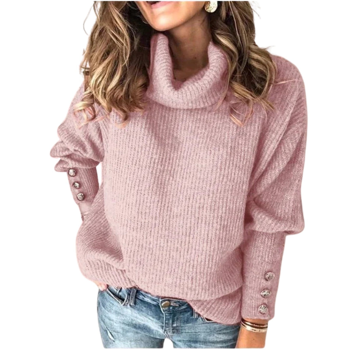 Pink merino wool cowl neck jumper