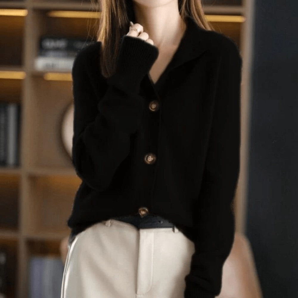 Mock neck button cardigan