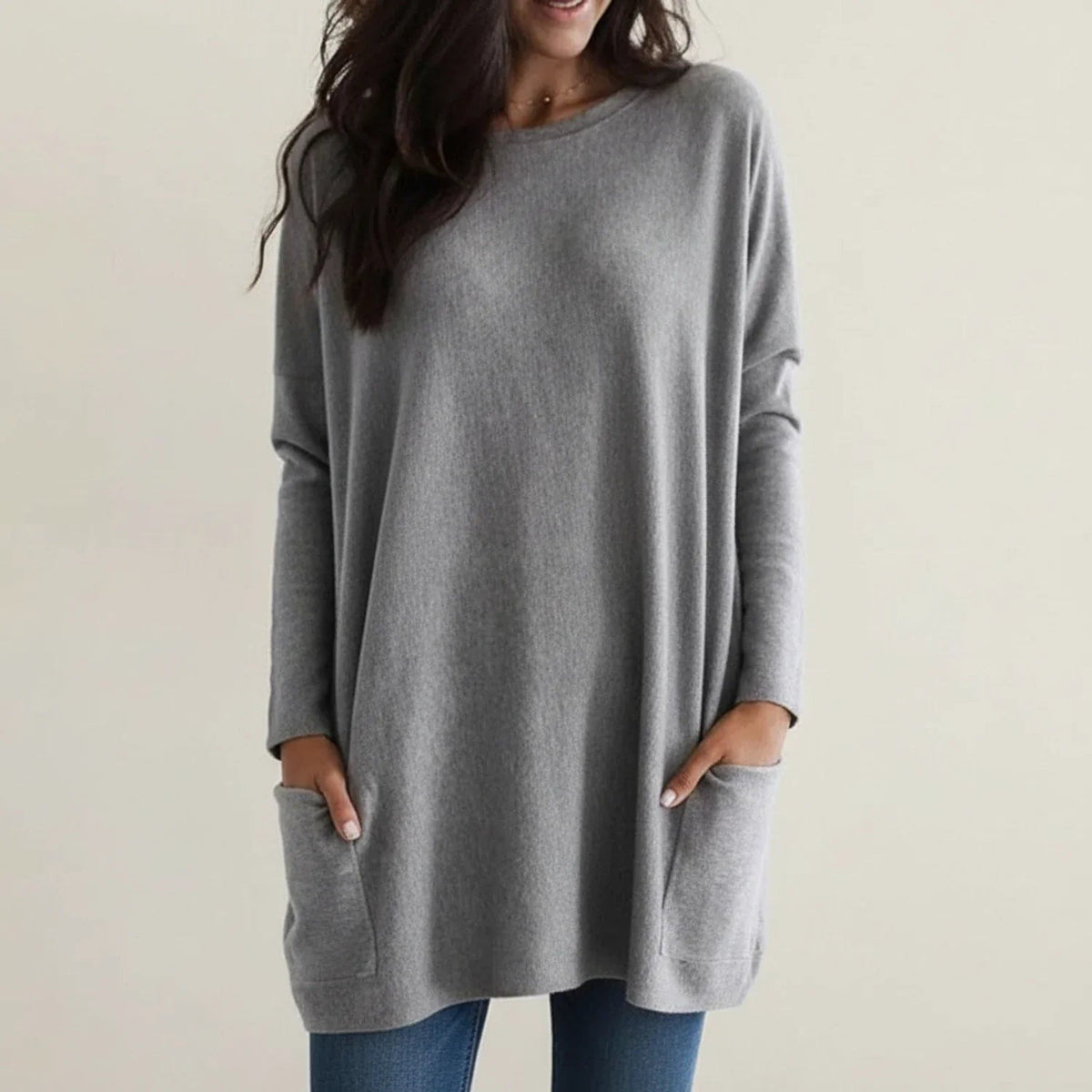 Gray oversized longline jumper