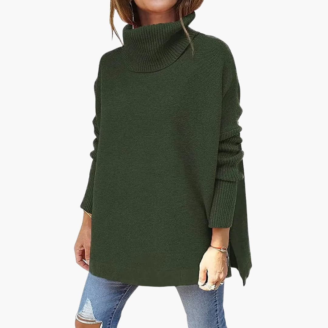 Military Green oversized roll neck jumper