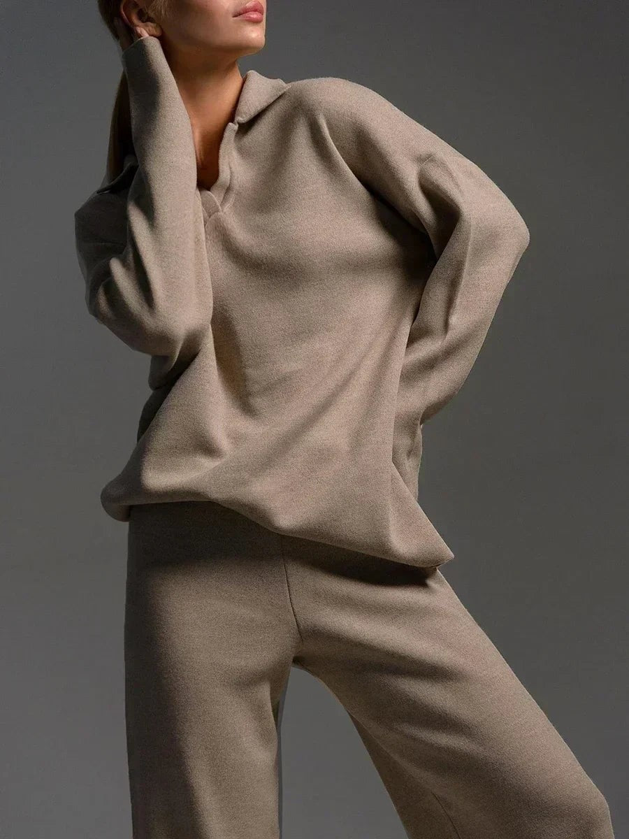 Polo collar knit co-ord set