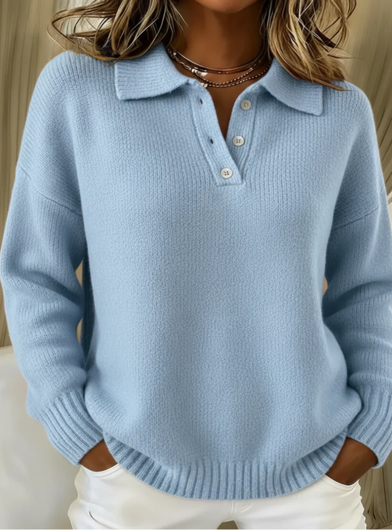 Polo collar knit jumper