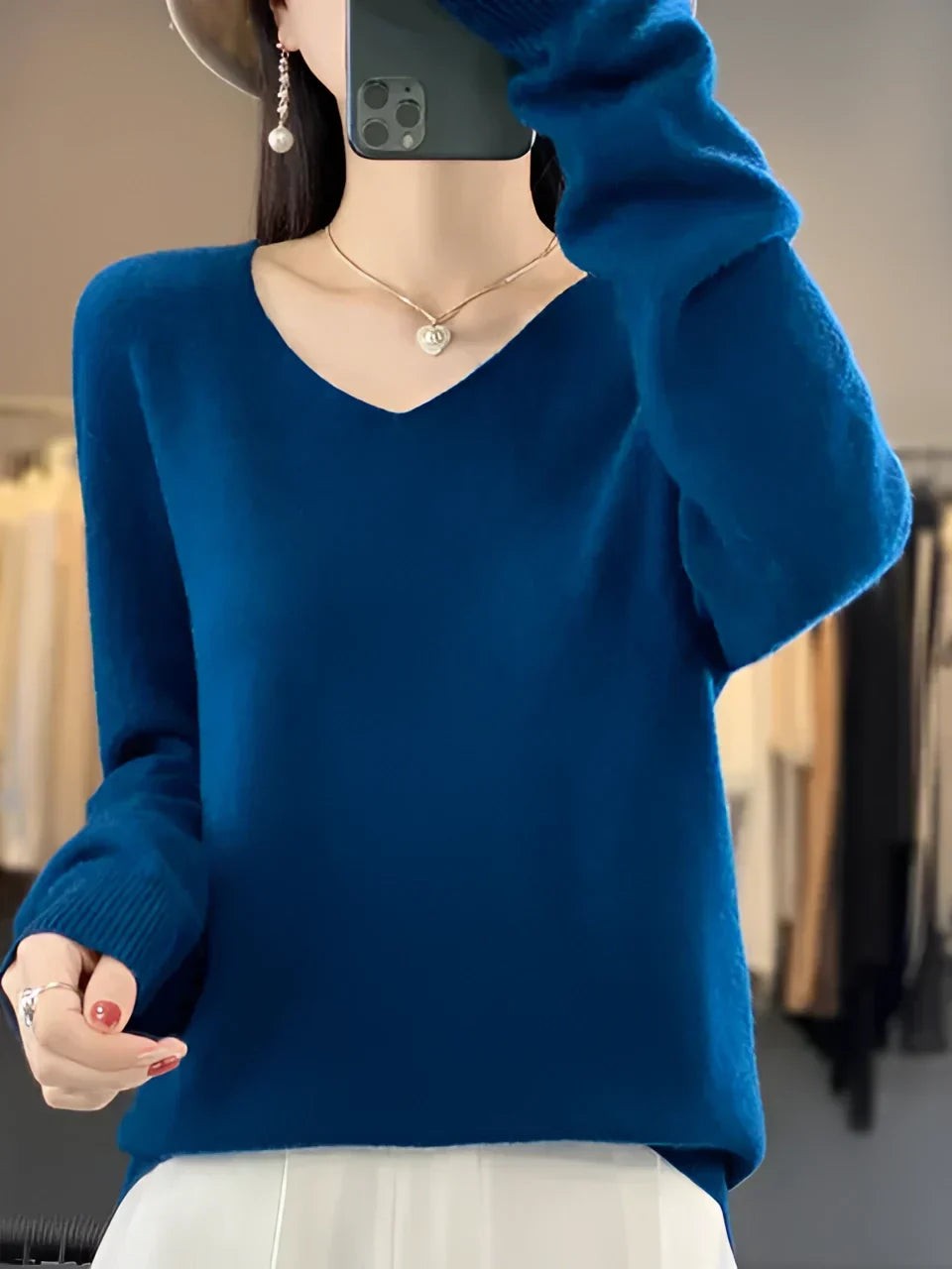 Marine blue soft round neck jumper