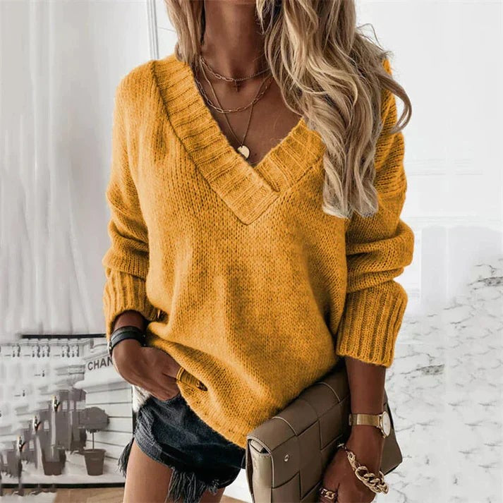 Yellow soft v-neck jumper