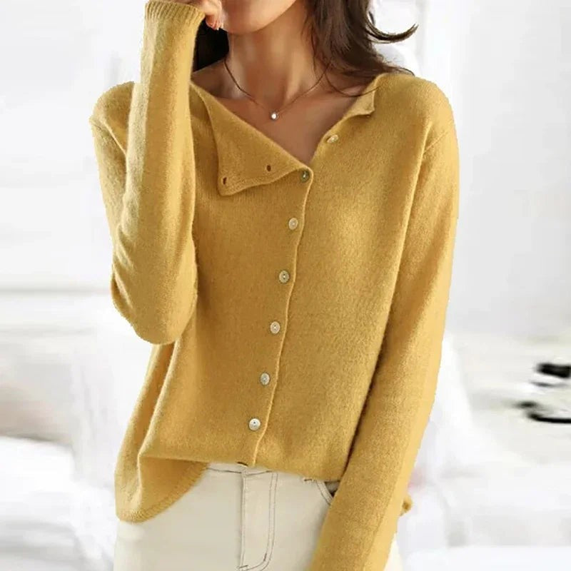 Mustard v-neck button knit cardigan