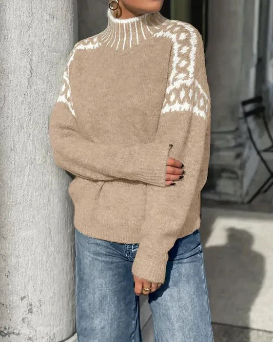 Wool fair isle high neck jumper