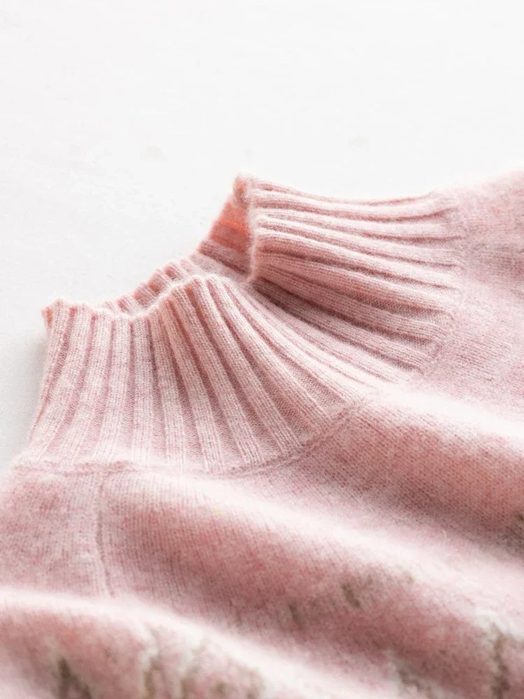 Wool fair isle mock neck jumper