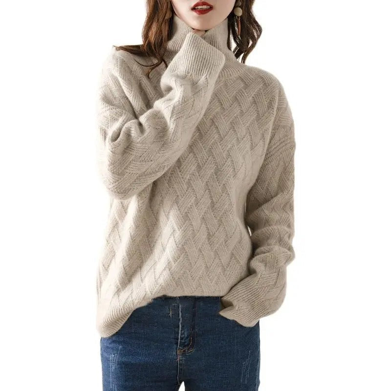 Wool mix roll neck jumper
