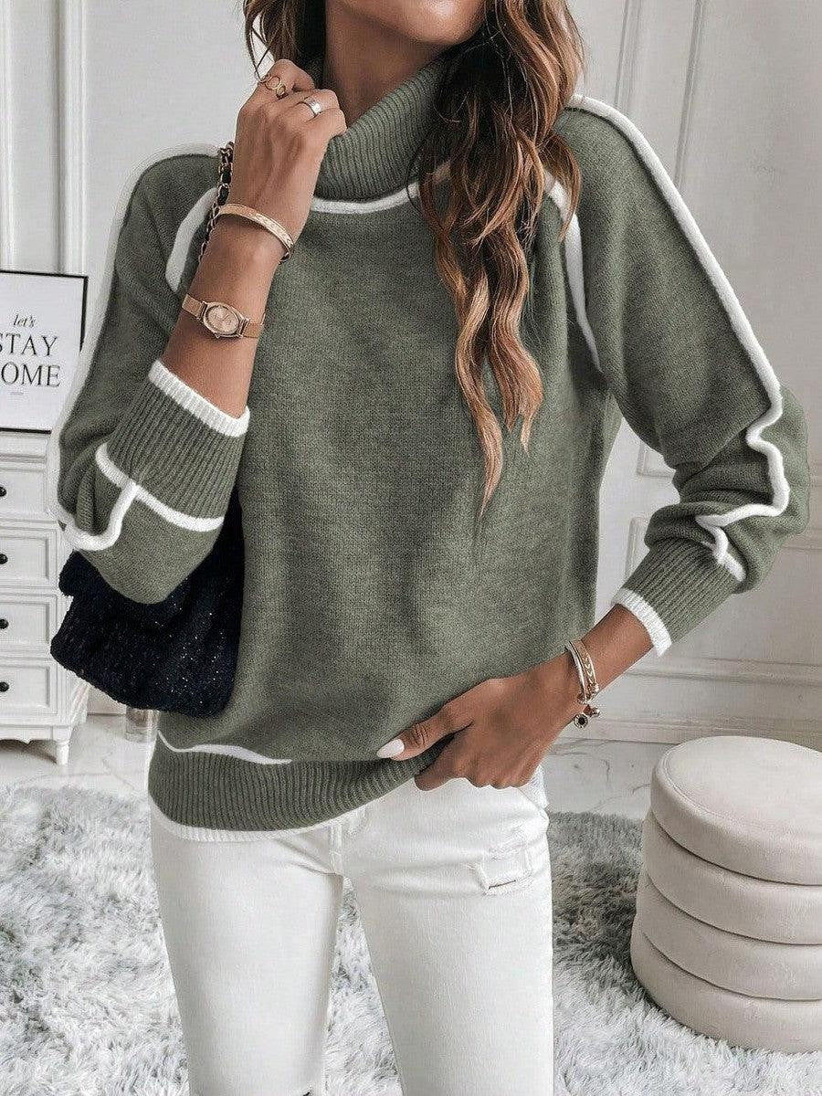 Green wool roll neck jumper
