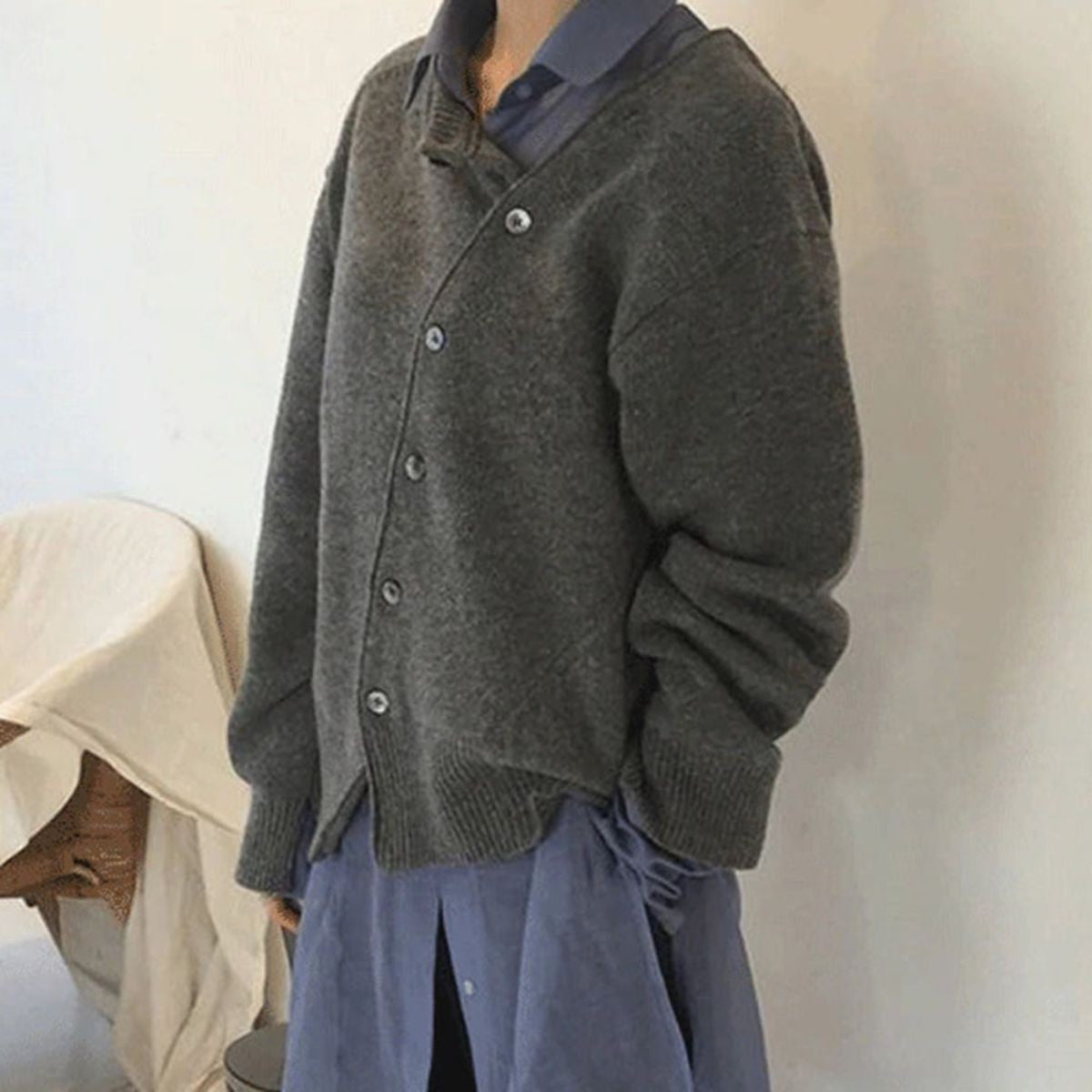 Button-front knit cardigan