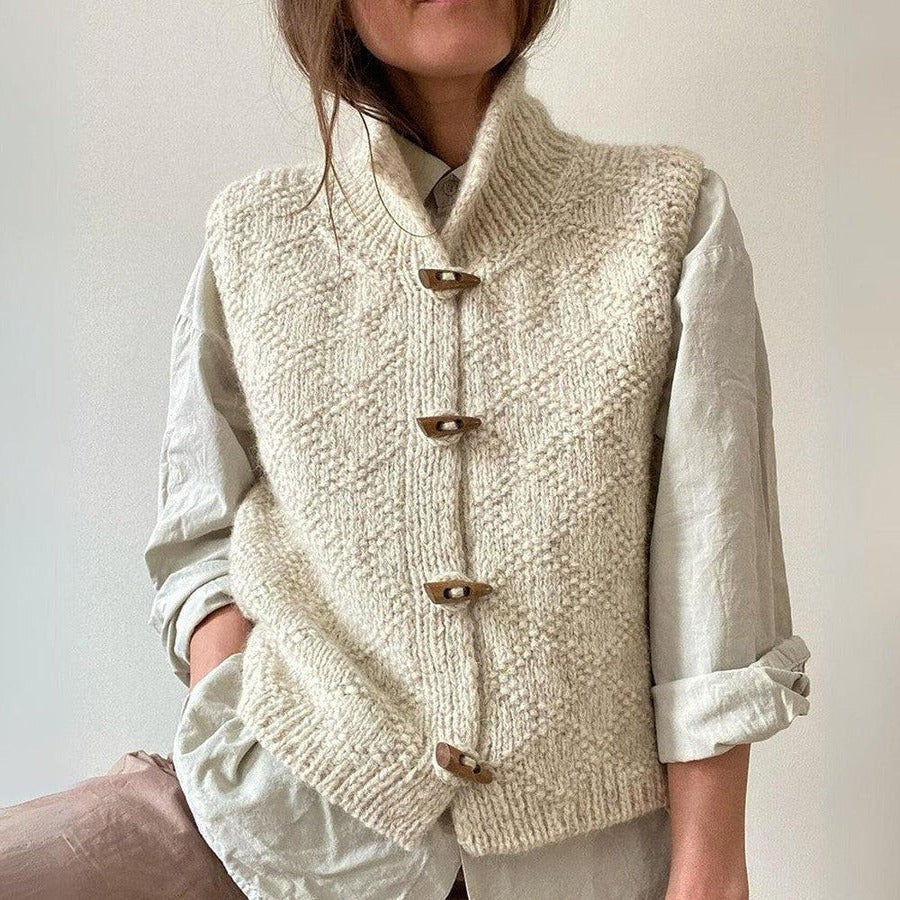 Light Brown chunky wool-blend knit gilet