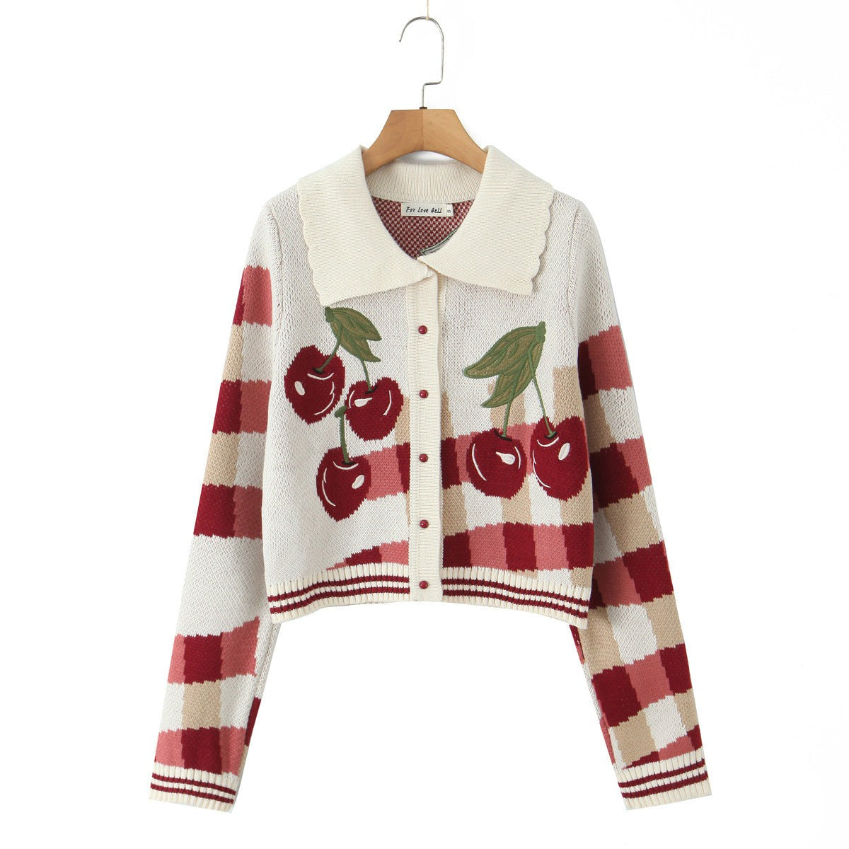 Cropped collared knit cardigan