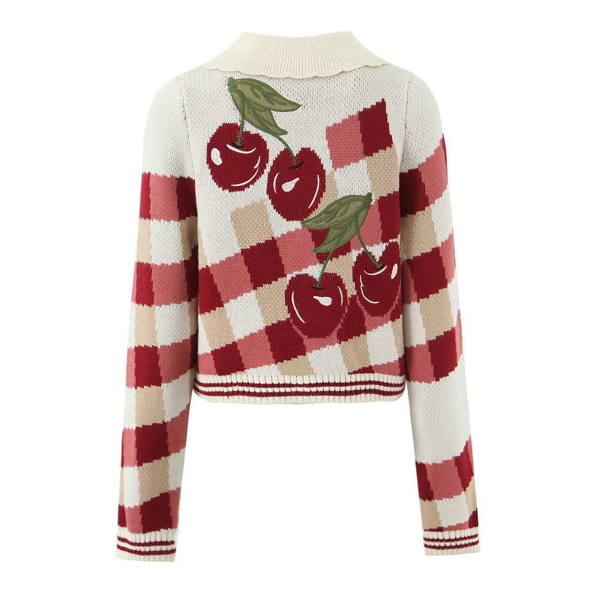 Cropped collared knit cardigan