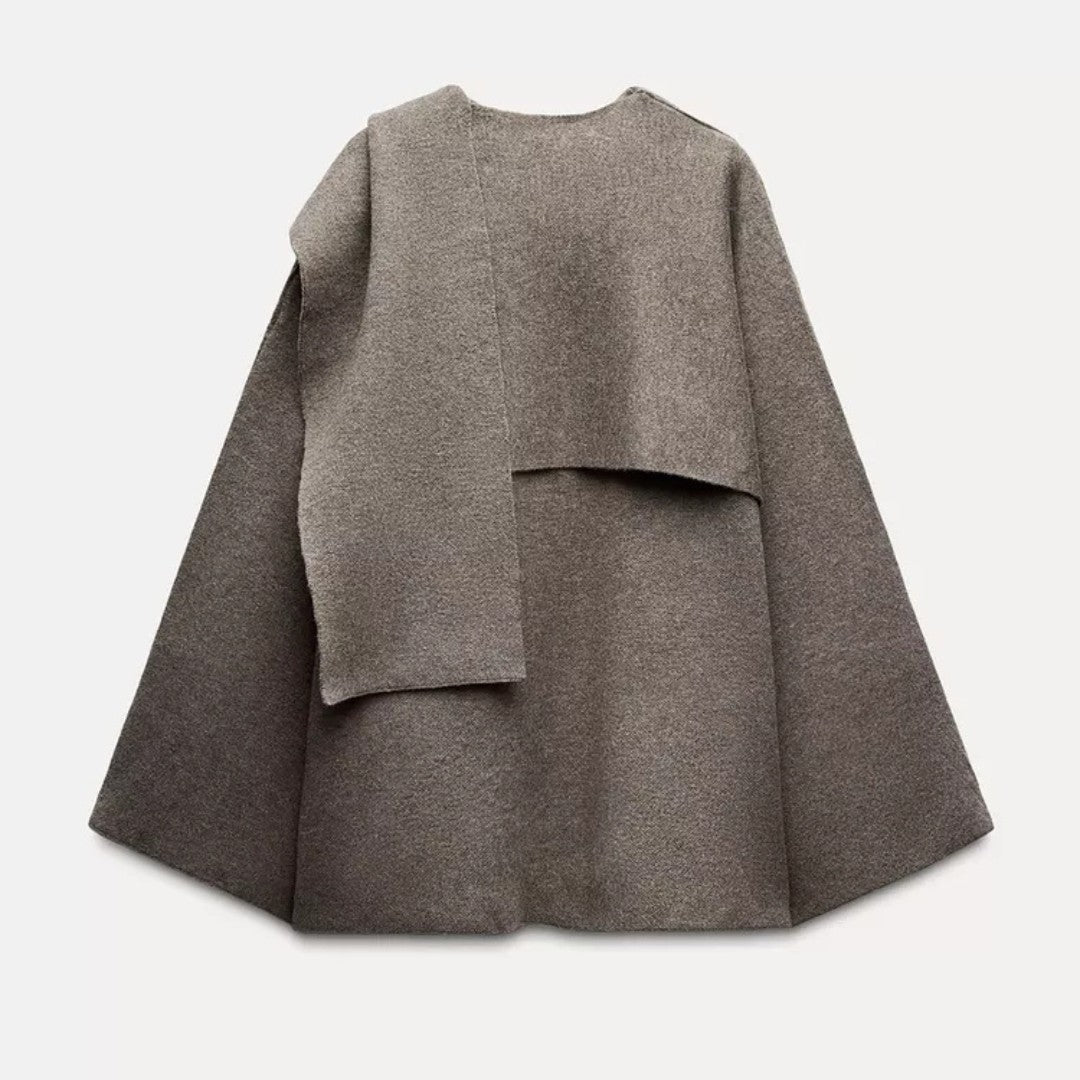 Draped cowl neck poncho