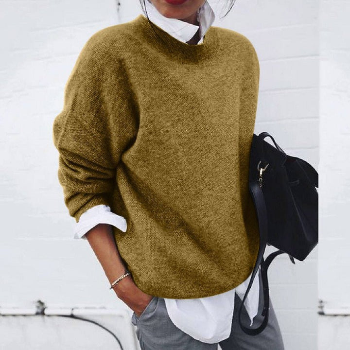 Green fine knit crew neck jumper