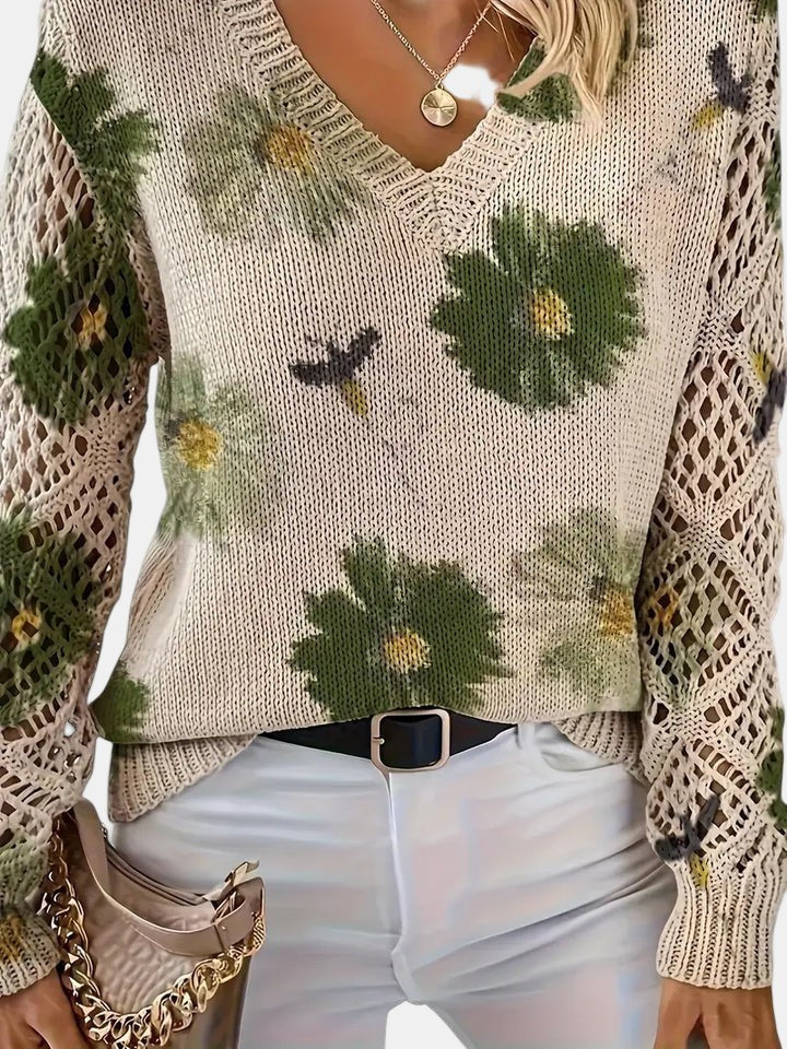 Floral v-neck jumper