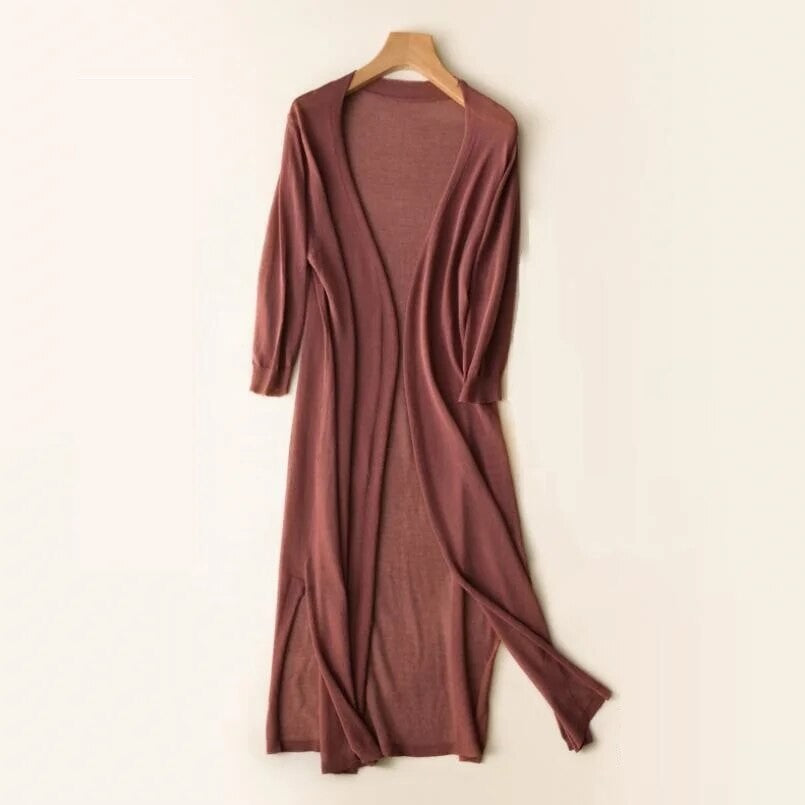 Longline open knit cardigan