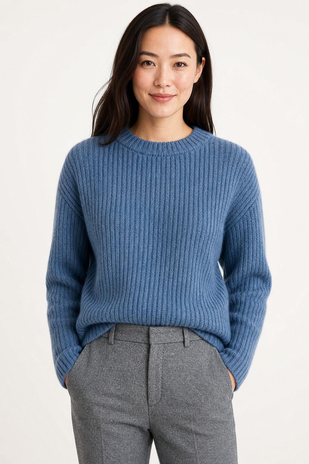 Gray merino wool fair isle jumper