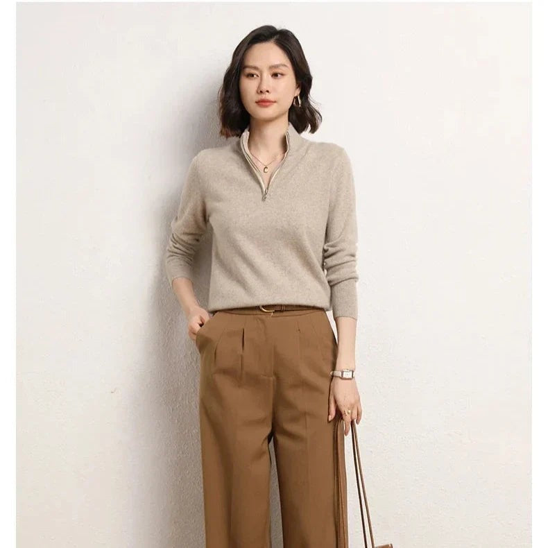 Merino wool half zip jumper