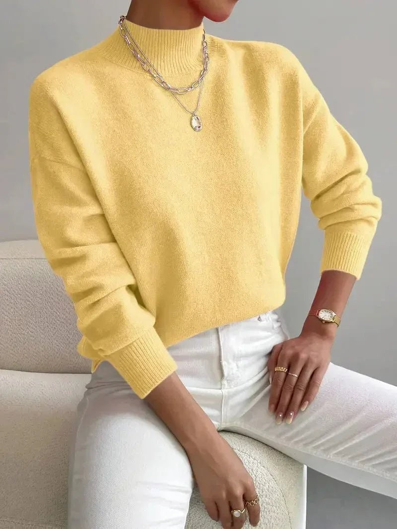 Yellow mock neck relaxed jumper