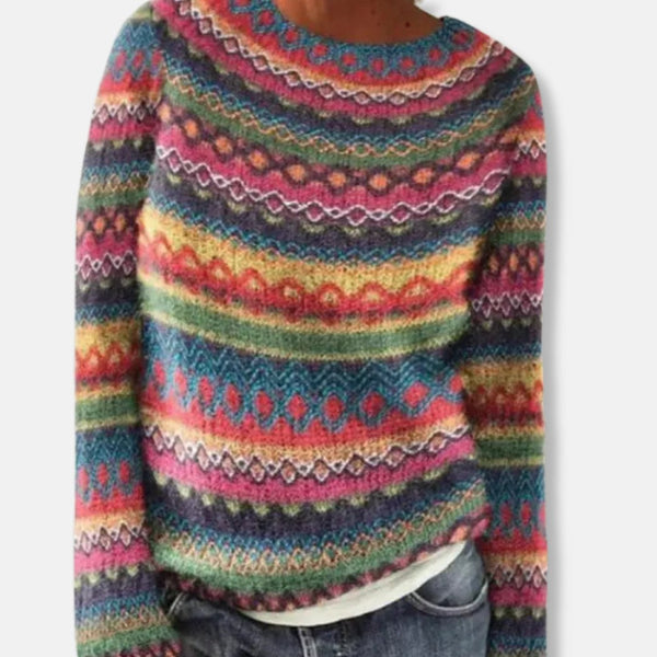 Yellow multicolour patterned knit jumper