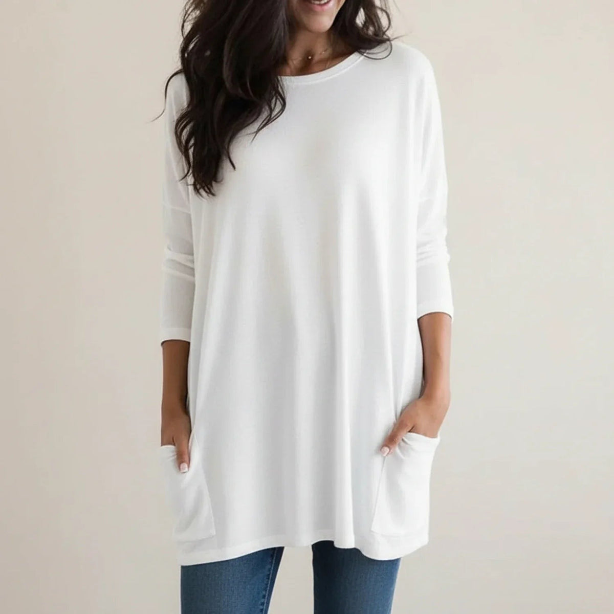 White oversized longline jumper