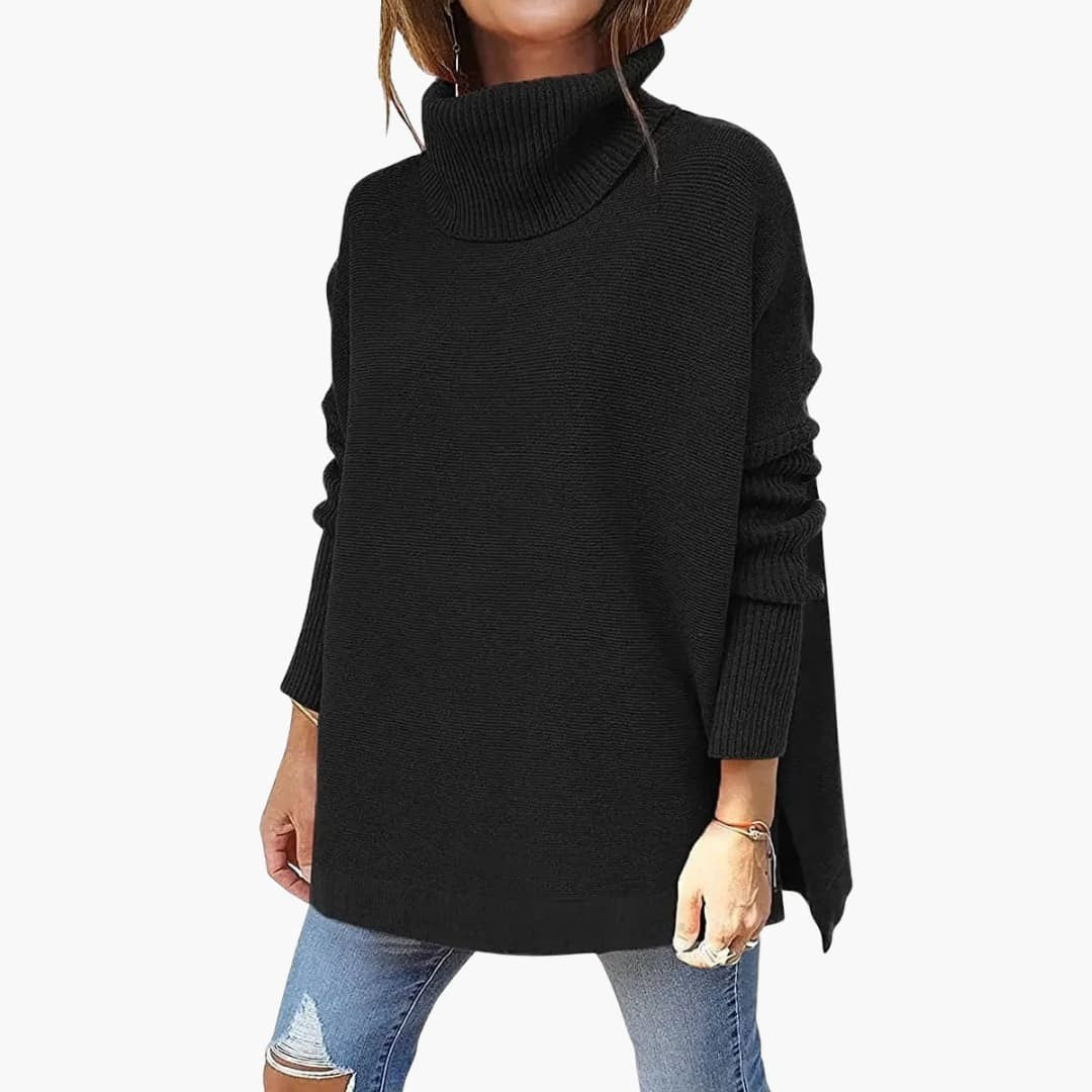 Black oversized roll neck jumper