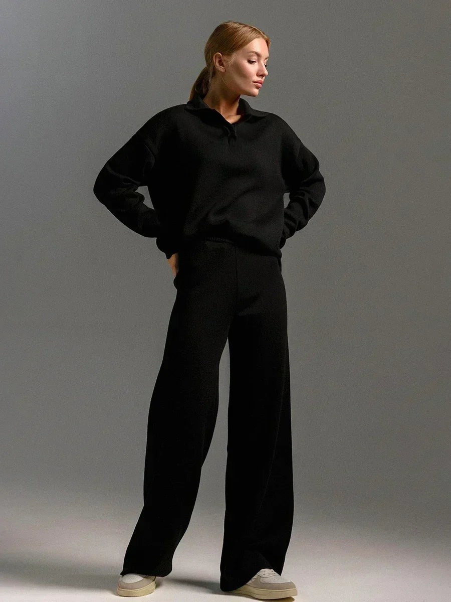Polo collar knit co-ord set