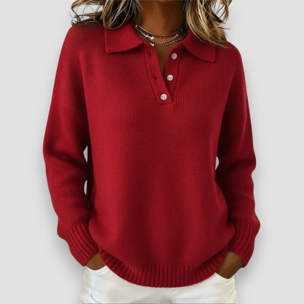 Polo collar knit jumper