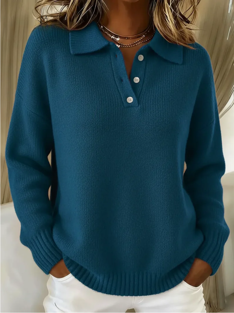 Polo collar knit jumper