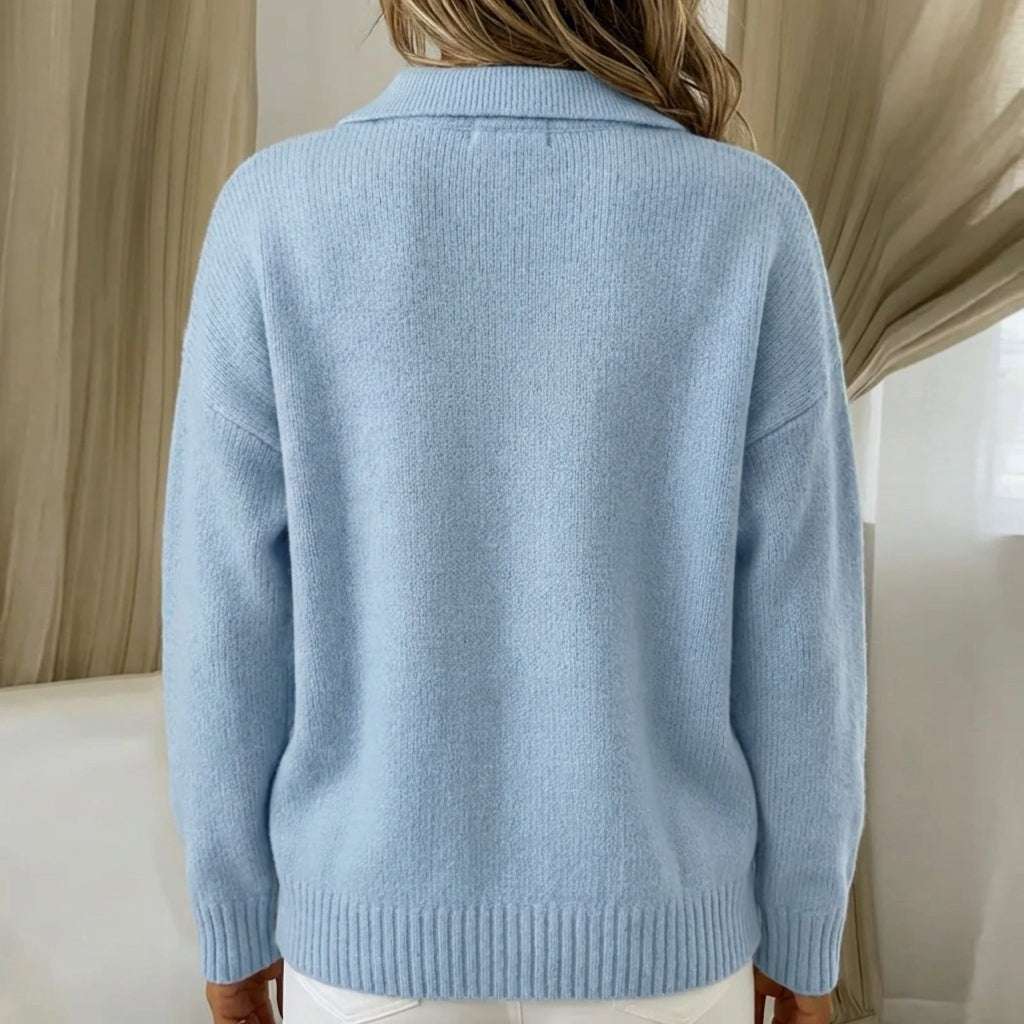 Polo collar knit jumper
