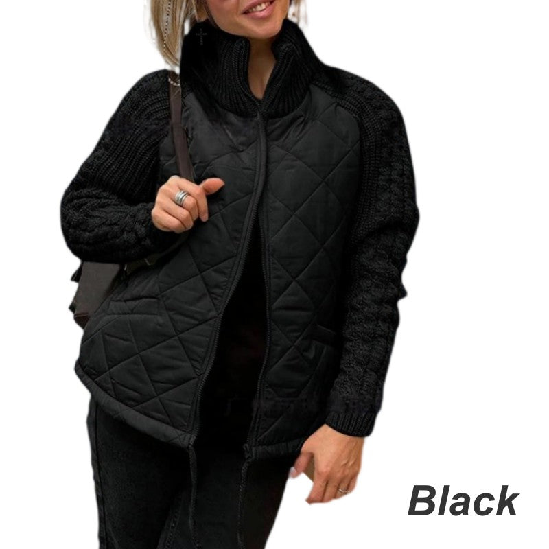 Black quilted padded zip jacket