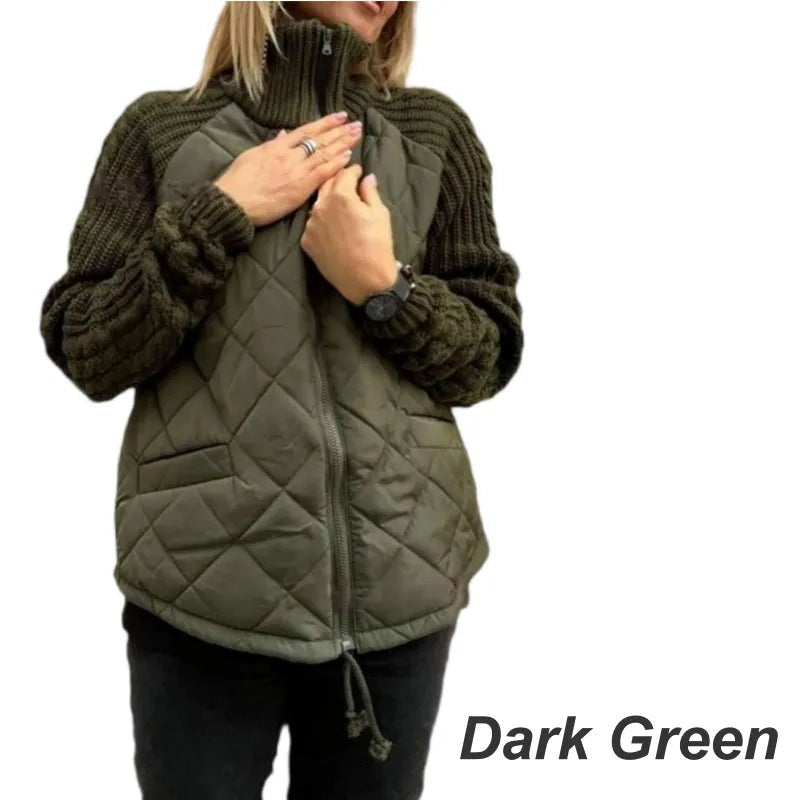 Dark Green quilted padded zip jacket