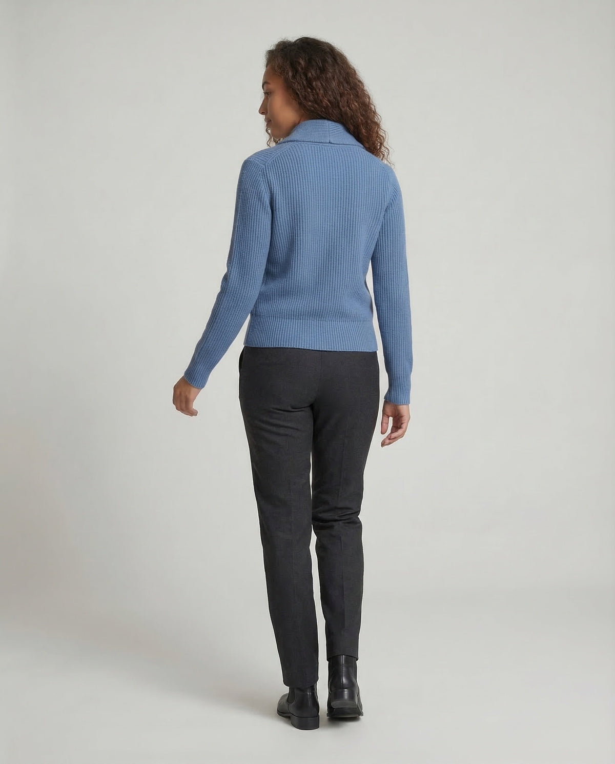 Ribbed shawl collar cardigan