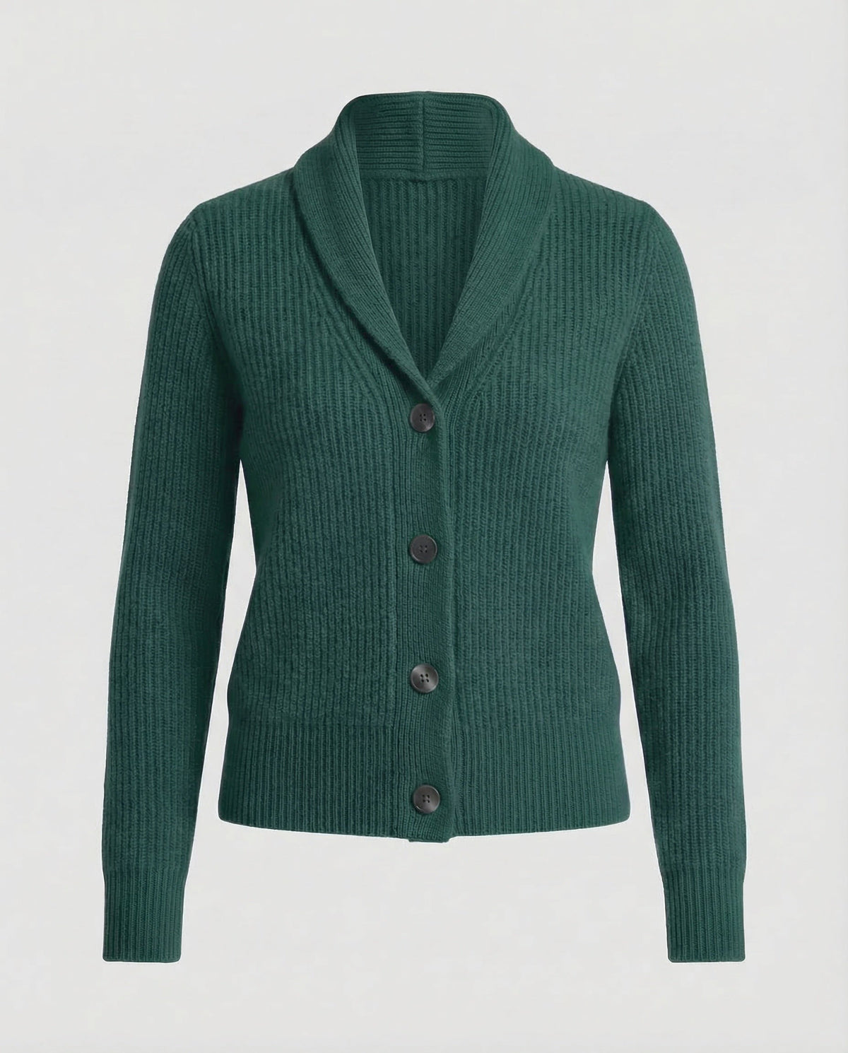 Green ribbed shawl collar cardigan