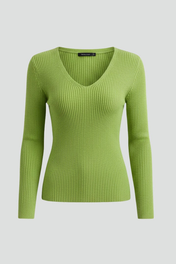 Ribbed v-neck jumper