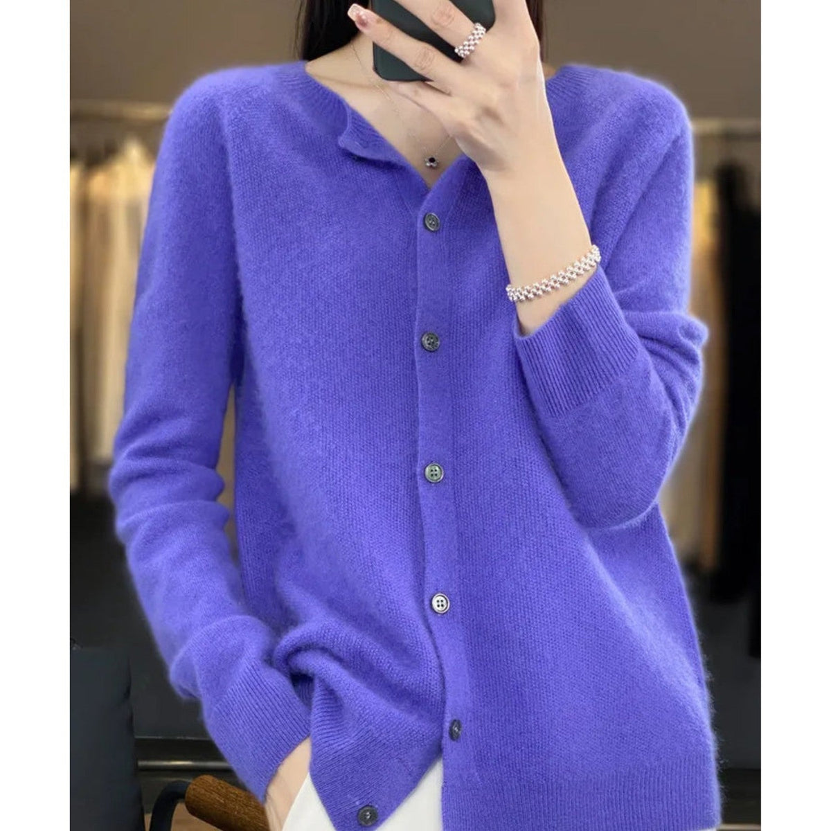 Violet soft knit button cardigan