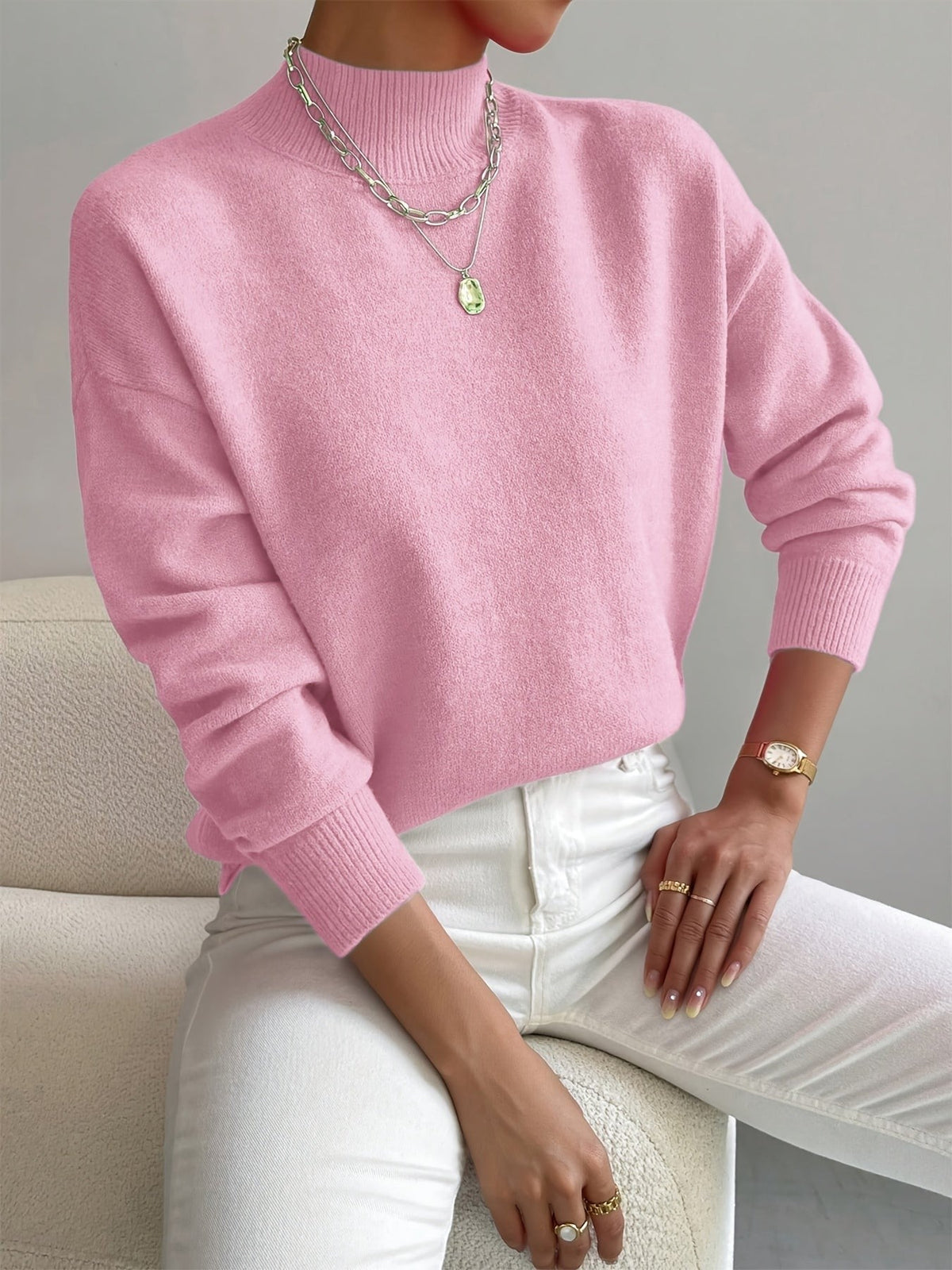 Light Pink soft mock neck jumper