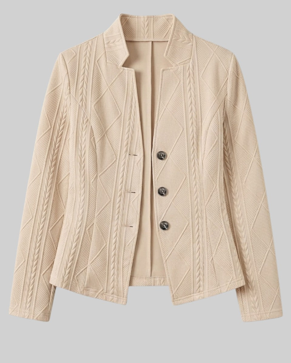 Beige textured knit blazer