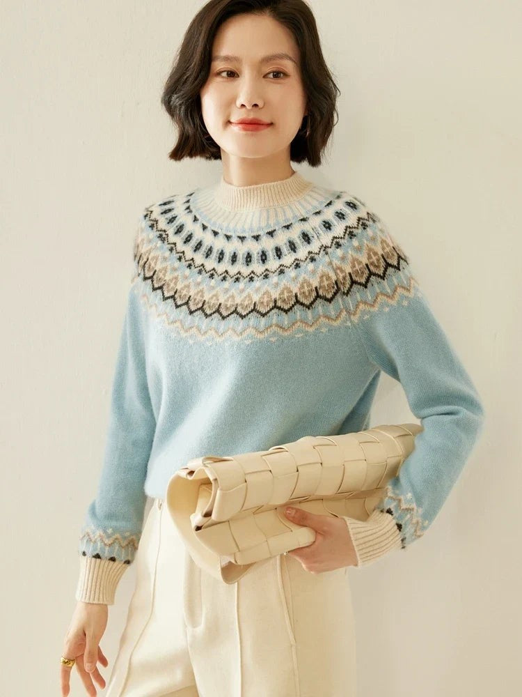 Sky wool fair isle jumper