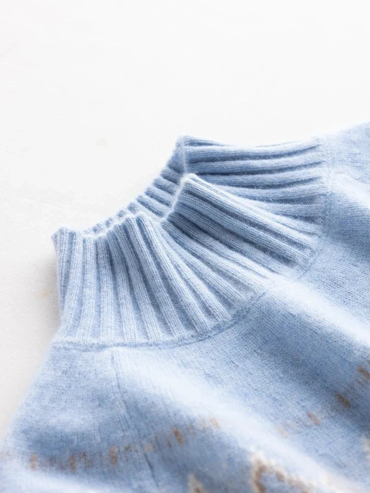 Wool fair isle mock neck jumper